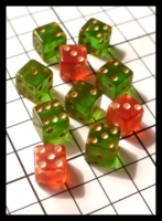 Dice : Dice - 6D Pipped - Green and Red Transparent Pipped Tiny - Ebay Jan 2011